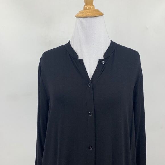 Eileen Fisher Tunic Dress Womens S Small Black Viscose Blend Button Down Pockets - Picture 3 of 12